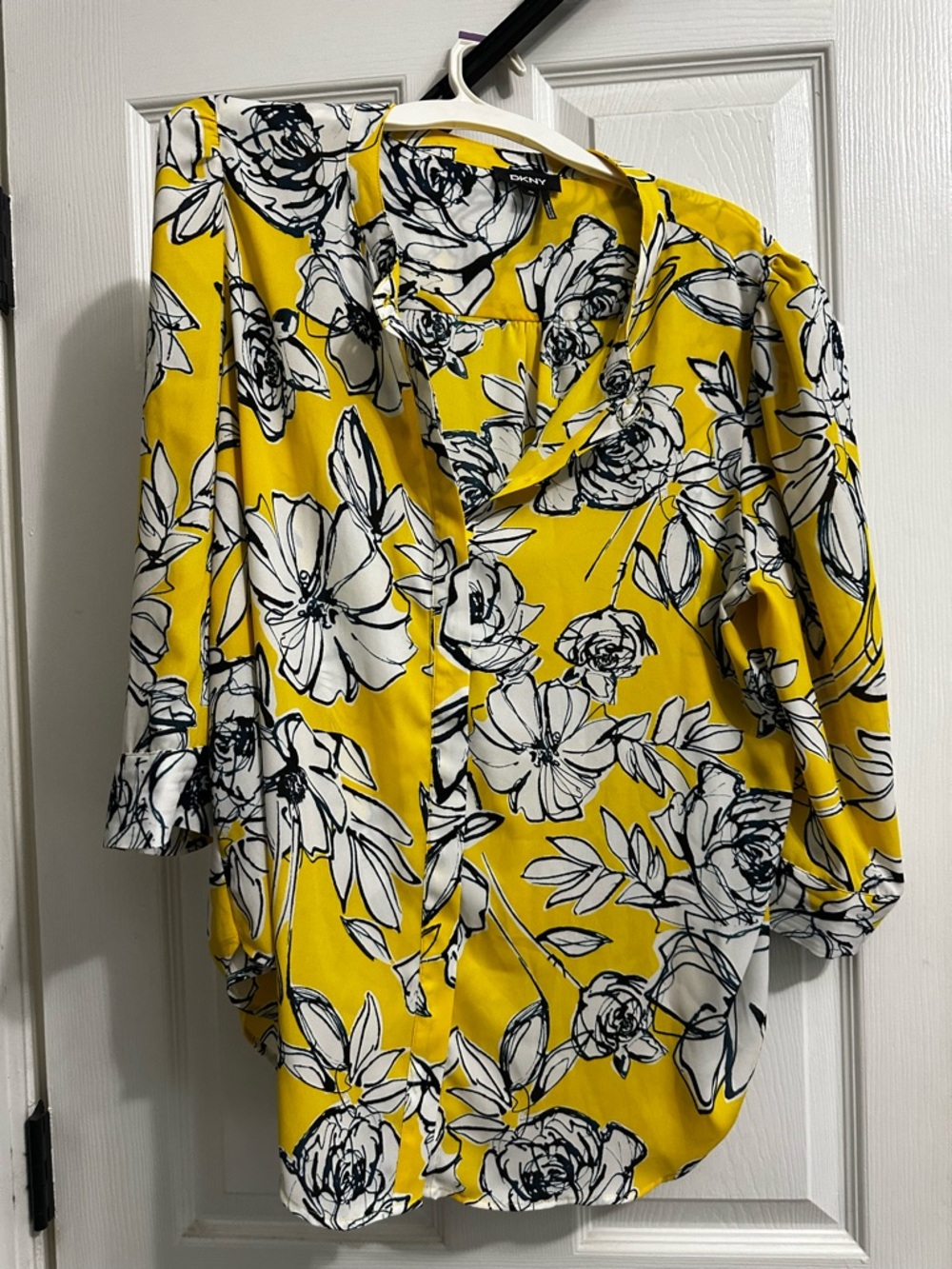 Dkny Yellow Floral Button-Down Shirt